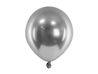 Balony Glossy ciemny srebrny 12cm 50szt - PartyDeco