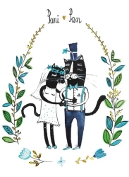 Karnet B6 Ślub Czarne koty - Henry