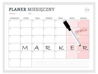 Planer magnetyczny miesięczny różowy + marker MIX - Plan your life
