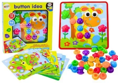 Puzzle kolorowe przyciski do uzupełn. 12 obrazków - Leantoys