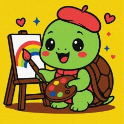 Malowanie po numerach - Żółwik artysta 25x25cm - Ideyka