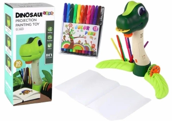 Projektor do rysowania dinozaur dźwięk + akcesoria - Leantoys