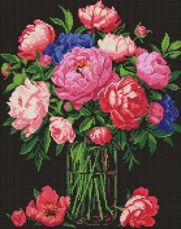 Diamentowa mozaika - Luksus piwonii 40x50cm - Ideyka