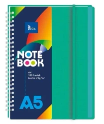 Kołonotatnik A5/100K kratka PP zielony - Tetis