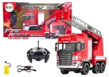 Wóz strażacki z wysięgnikiem R/C spray światła - Leantoys
