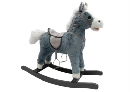 Koń na biegunach szary dźwięk 74cm - Leantoys