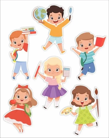 Dekoracje okienne dwustronne - Dzieci 01 6szt - LearnHow