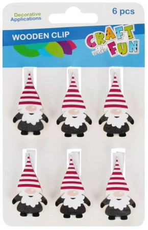 Drewniane Spinacze Skrzat Op.6 szt. Boże Narodzenie Craft with Fun 567219