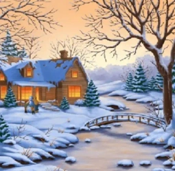 DIAMENTOWA MOZAIKA ZIMA WIECZORNE LEPIENIE BAŁWANA  NO-2000739 - Norimpex