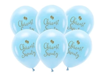 Balony Eco Chrzest Święty błękit 33cm 6szt - PartyDeco