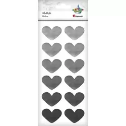 Naklejki foliowe serca srebrne 12szt. - Titanum