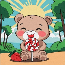 Malowanie po numerach - Lato. Miś i lizak Kids - Ideyka