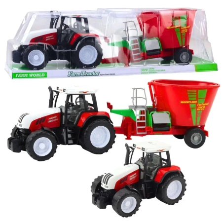 Traktor z przyczepą mieszalnik czerwony 60cm - Leantoys