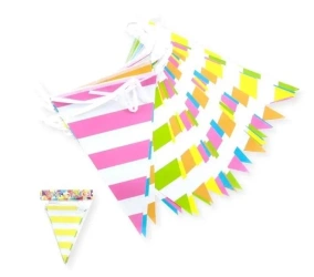 Girlanda flagi w paski mix kolorów 27.5cmx10m - Penword