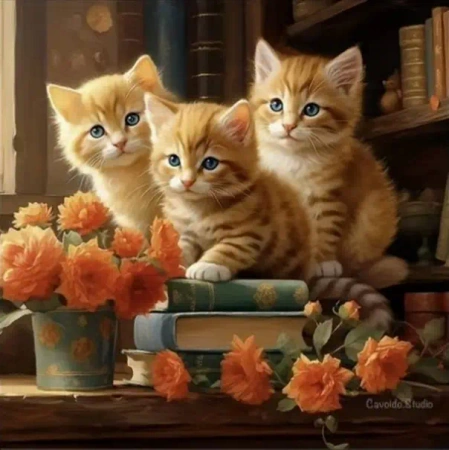 Diamentowa Mozaika Koty trzy rude na książkach NO-2000710 - Norimpex