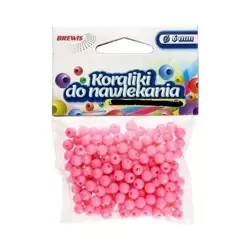 Koraliki do nawlekania różowe + sznurek 6mm 16g - Brewis