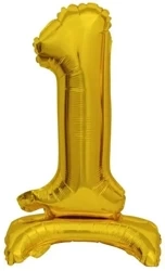 Balon foliowy mini cyfra 1 ze stopką złota 22x40cm - Amscan