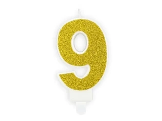 Świeczka urodzinowa 9 złota 7cm - PartyDeco