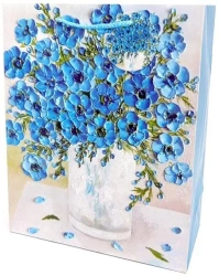 Torebka ozdobna matowa 26x32x12cm Kwiaty - Fresh