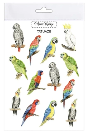 Tatuaże zmywalne Papugi - Mama Maluje