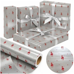 Papier srebrny Czerwony Renifer X-Strong 57cmx25m - PaperHit