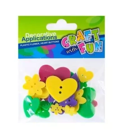 Ozdoba dekoracyjna guziki różne kształty - Craft with Fun
