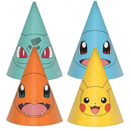 Czapeczki Pokemon 16cm 8szt - Amscan