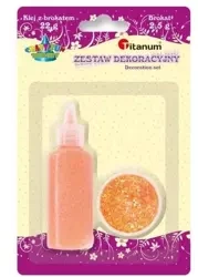 Klej z brokatem neonowy pomarańczowy w słoiczku - Titanum