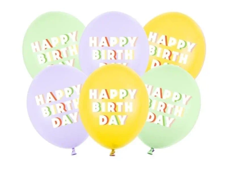 Balony Happy Birthday mix 30cm 50szt - PartyDeco
