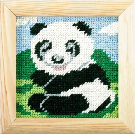 Zestaw do haftu z ramką Moje pierwsze wyszywanie Miś panda - Anex-Bis PAP
