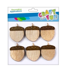 Ozdoba drewniana samoprzylepne żołędzie 6szt - Craft with Fun