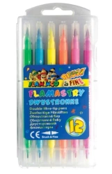 Flamastry flamingo dwustronne spieralne 12 kolorów - Titanum