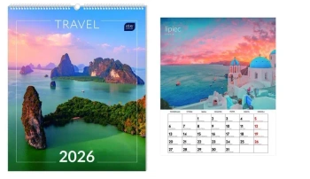 Kalendarz 2026 ścienny planszowy 33,5x40cm Travel - INTERDRUK