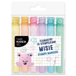 Flamastry dwustronne ze stempelkami 6szt KIDEA - DERFORM