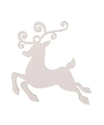 Bombka drewniana Renifer 3szt biała - Cresco