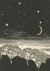 Karnet B6 brokat z kopertą Wschodzący księżyc - Madame Treacle