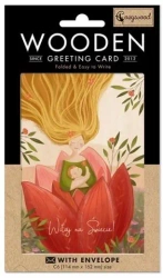 Karnet drewniany C6 + koperta Narodziny Mama - Cozywood