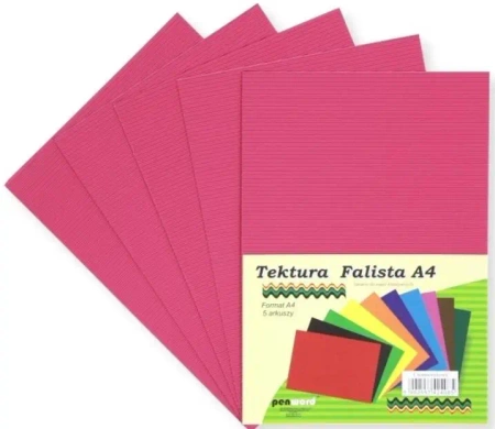 Tektura A4 falista ciemnoróżowa 5szt - Penword