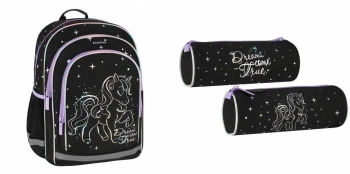 Pakiet: Plecak / Piórnik tuba Unicorn holograf