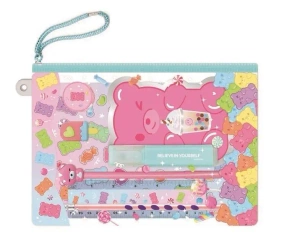 Notatnik z akcesoriami w saszetce Miś - Hot Focus