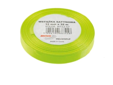 Wstążka satynowa zielona neonowa 12mmx32m - Brewis