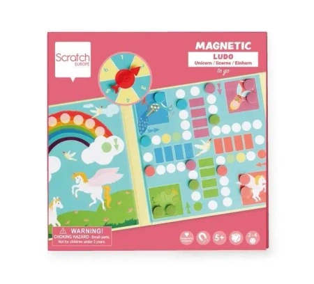 Gra magnetyczna Chińczyk ze spinnerem Jednorożce - Scratch