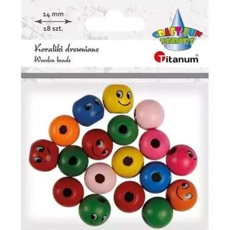Koraliki plastikowe okrągłe z twarzą 18szt - Titanum