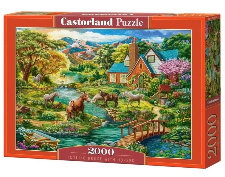 Puzzle 2000 Idyllic House with Horses CASTOR - Castorland