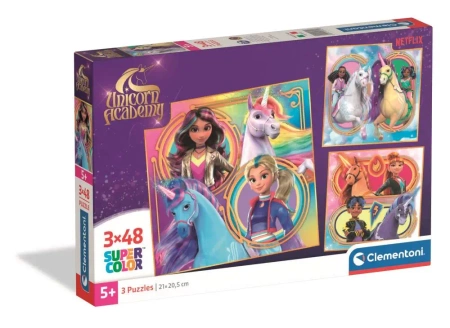 Puzzle 3x48 Super Kolor Unicorn Academy - Clementoni