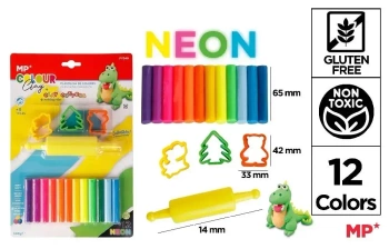 Plastelina 12 kolorów neon + foremki i wałek - MP Main Paper