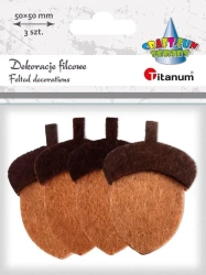 Dekoracje filcowe żołędzie 3D 36x53xmm 4szt - Titanum