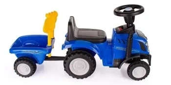 Jeździk traktor New Holland z przyczepką niebieski - Lena
