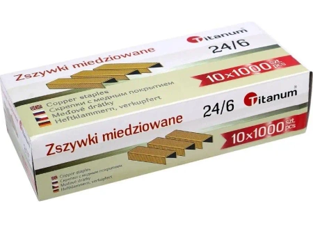 Zszywki miedziowane 24/6 1000szt. - Titanum