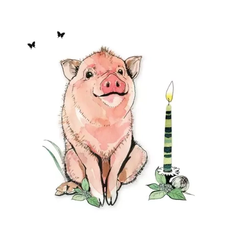 Karnet Swarovski kwadrat CL1222 Świnka - Clear Creations